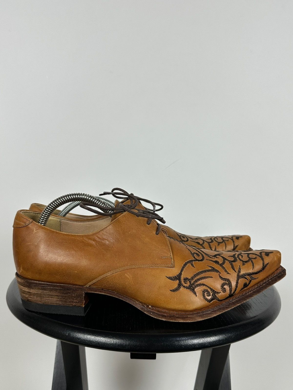 Sendra 7650 Sendra Brown Leather Embroidered Western Derby Shoes Size US 7 / EU 40 - 5 Thumbnail