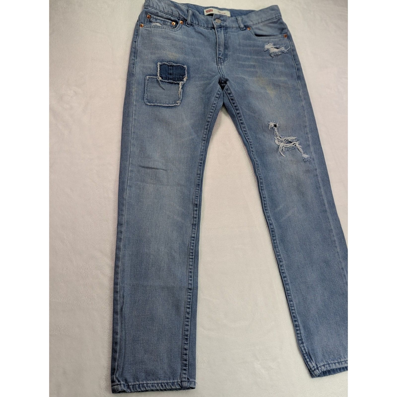 Levi's 511 Slim Sz 20 Reg W30 L30 Light Wash Distressed Boro Style Size 30" / US 8 / IT 44 - 3 Thumbnail