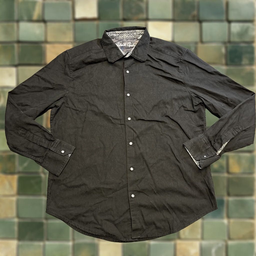 Robert Graham Robert Graham Shirt Men Large Black Long Sleeve Button Front Flip Cuff Cotton Size US L / EU 52-54 / 3 - 1 Thumbnail
