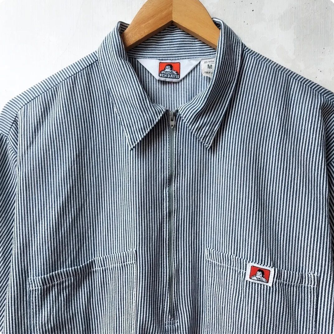 Ben Davis × Vintage Vintage Ben Davis Hickory Half Zip Shirt Size US L / EU 52-54 / 3 - 4 Thumbnail