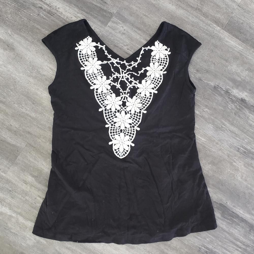Designer Black White Embroidered YC Tank Size M / US 6-8 / IT 42-44 - 1 Thumbnail