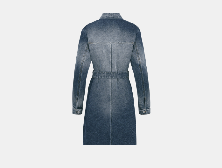 Dior o1w1db11225 452V59 Long Belted Jacket in Blue Size XL / US 12-14 / IT 48-50 - 2 Thumbnail