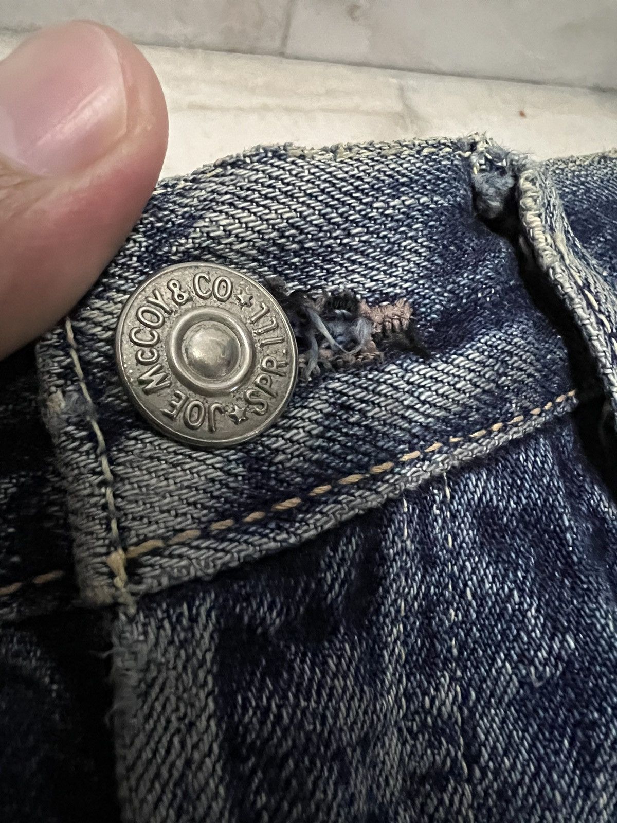The Real McCoy's VINTAGE JOE MCCOY & CO LOT 906 DISTRESSED SELVEDGE JEANS Size US 32 / EU 48 - 7 Thumbnail