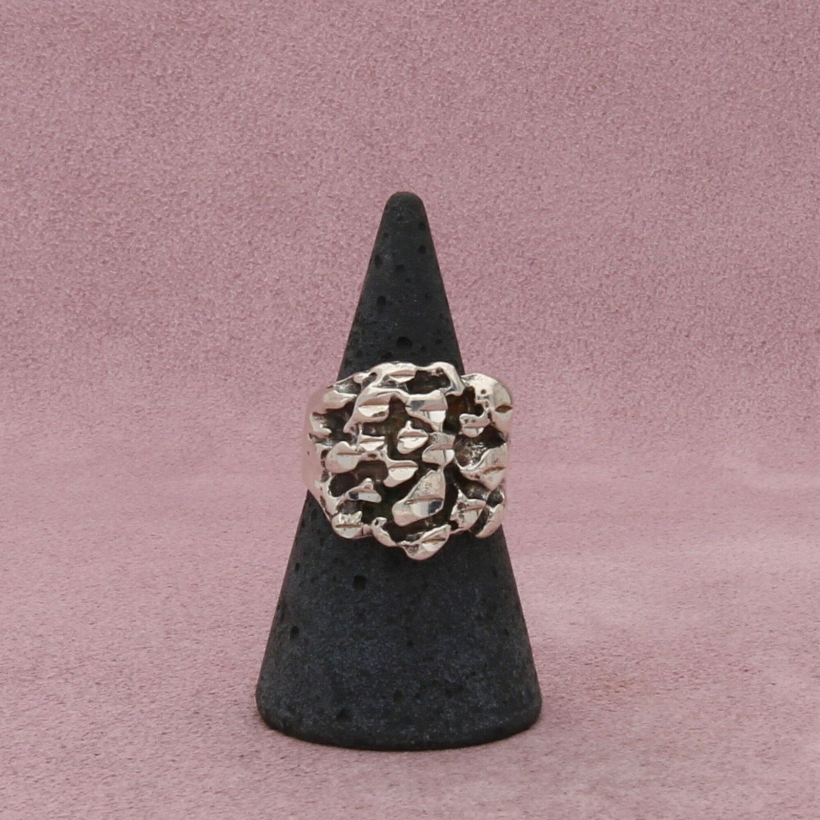 Sterling Silver sterling silver nugget style cigar band ring size 6.5 Size ONE SIZE - 3 Thumbnail