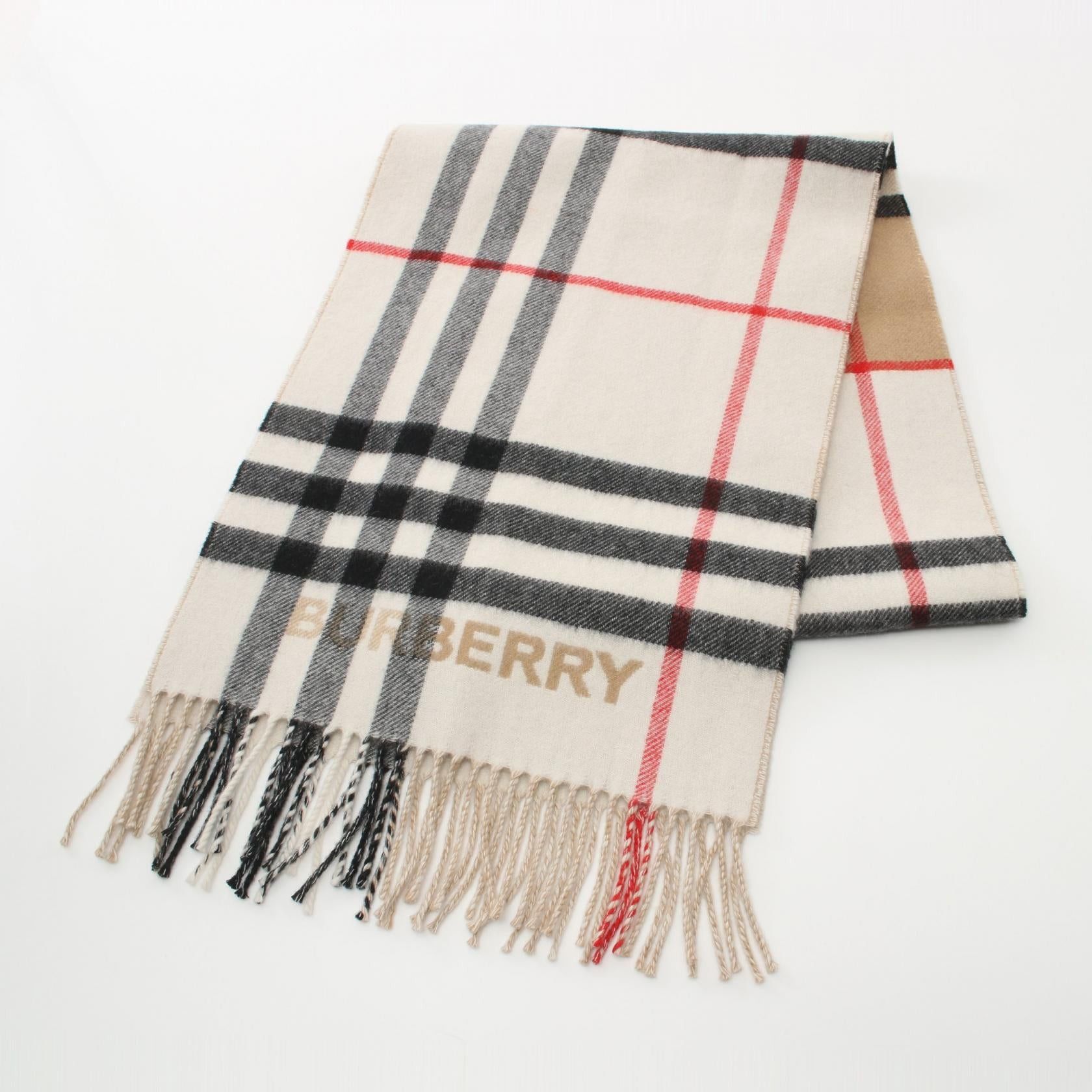 Burberry Burberry Contrast Check Scarf Cashmere Off White Beige Multicolor Size ONE SIZE - 1 Thumbnail
