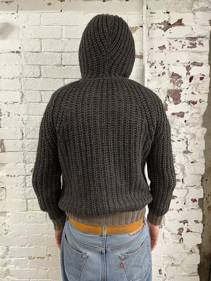 Armani Collezioni Armani Collezioni Wool Cable Knit Grey Zip-Up Hoodie Size US S / EU 44-46 / 1 - 3 Thumbnail