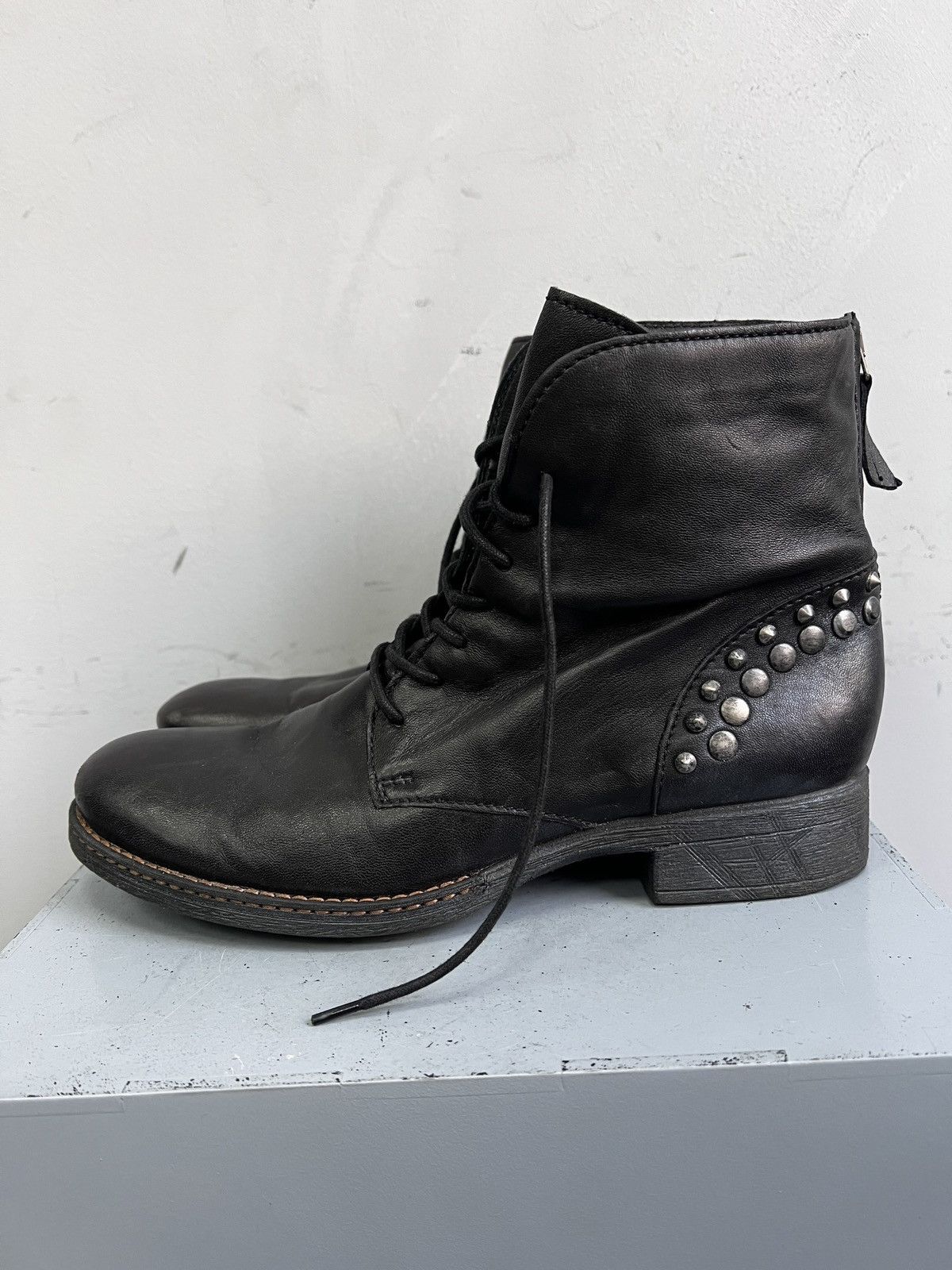 Hedi Slimane Lace-up black leather boots rock A.S 98 vintage style Size US 8 / EU 41 - 7 Thumbnail