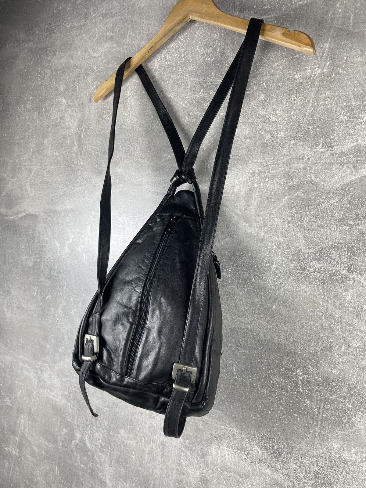 Genuine Leather Avant Garde Leather Mini Backpack with Zip Pockets Black Size ONE SIZE - 5 Thumbnail