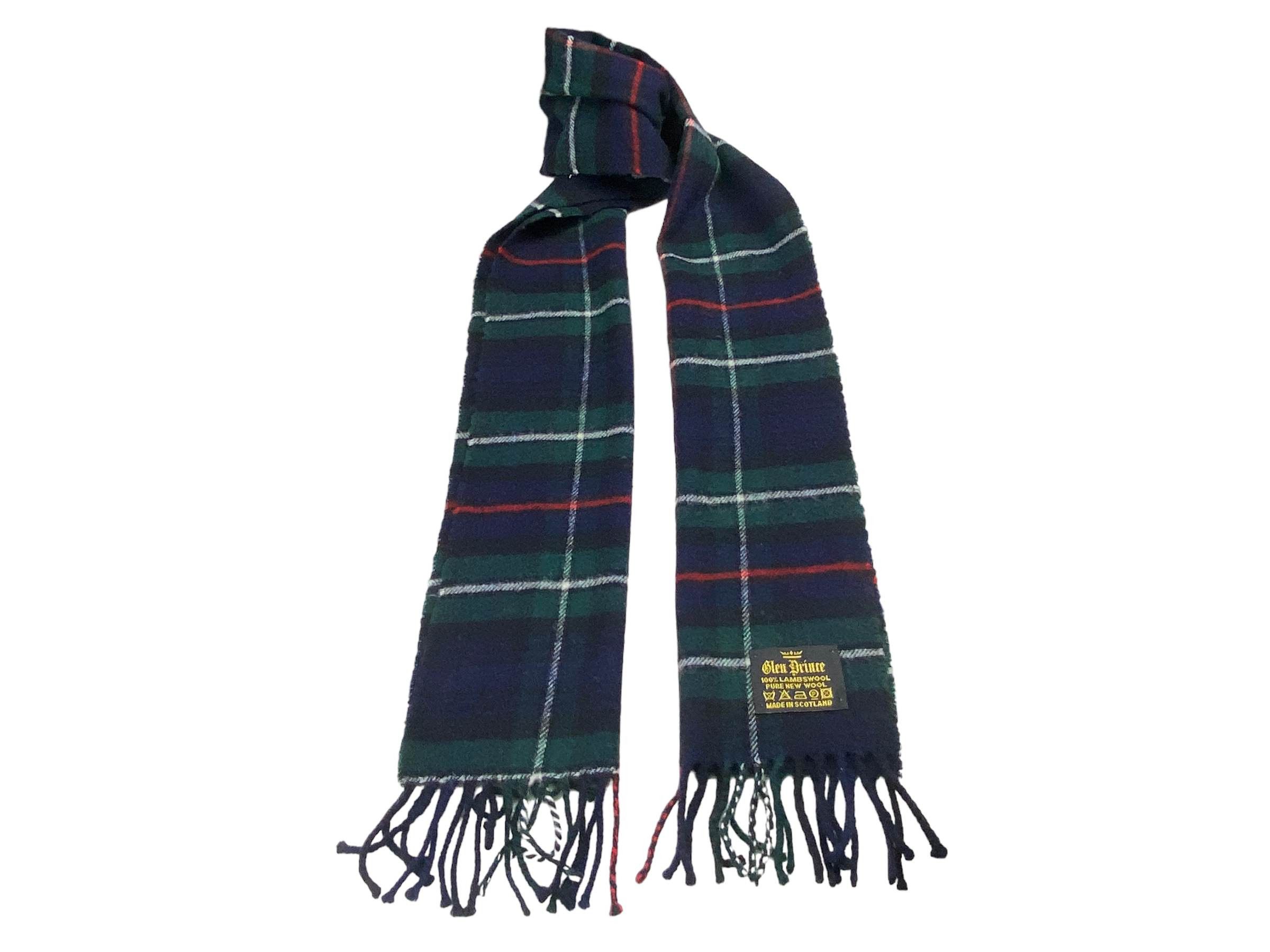 Vintage Glen Prince Vintage Lambswool Checkered Scarf – Navy Size ONE SIZE - 1 Thumbnail