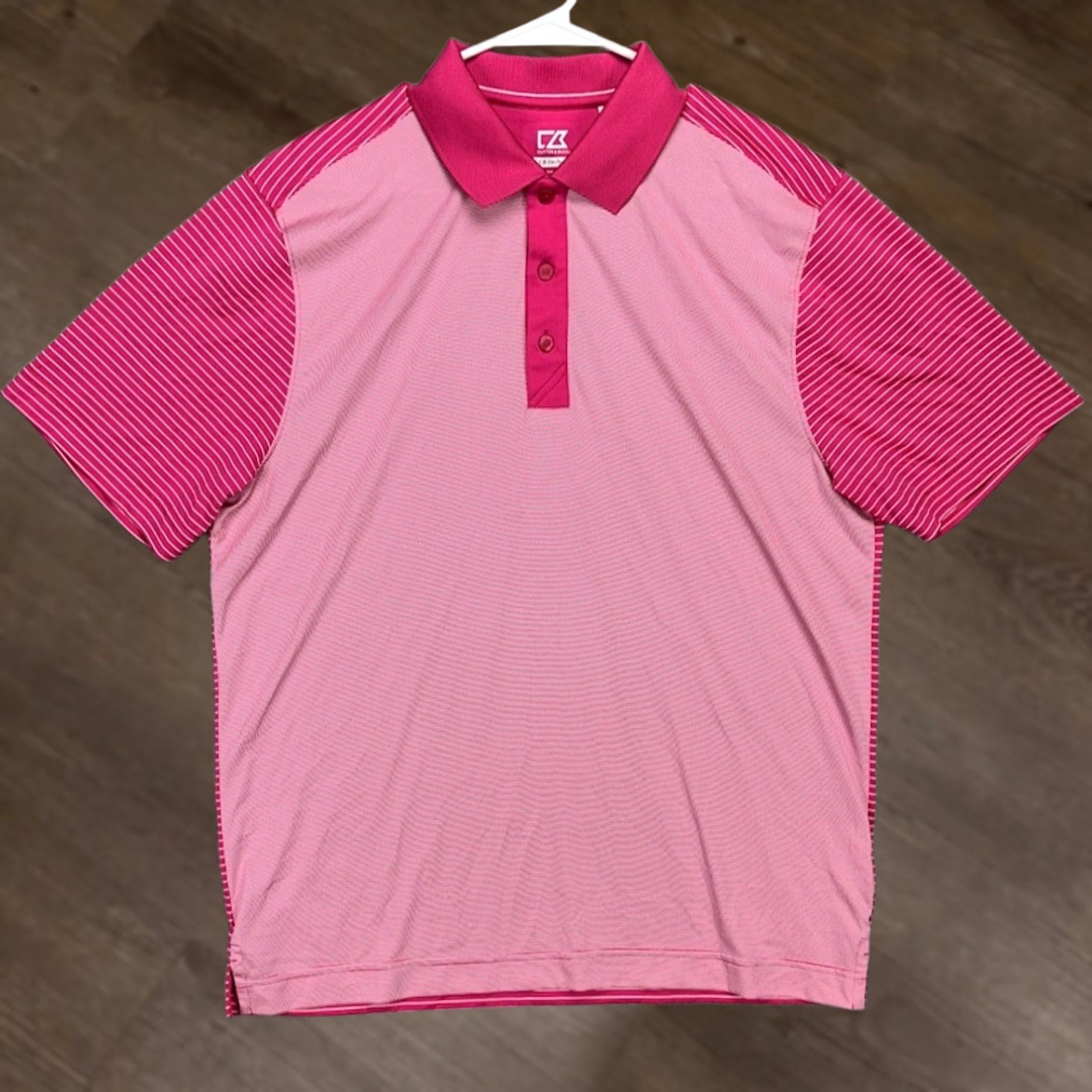 Cutter & Buck Cutter & Buck CB DryTec Mens Golf Polo Shirt L Pink White Colorblock Rugby Shirt Size US L / EU 52-54 / 3 - 1 Thumbnail