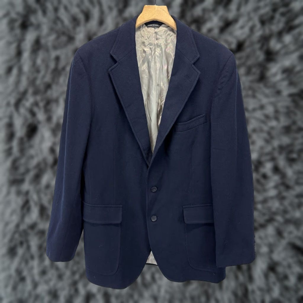 Vintage VINTAGE Ralph Lauren Polo University Blazer Wool Sport Coat Jacket Men’s 44 Navy Solid University Theme 2-Button 32" Regular Large Size US XXL / EU 58 / 5 - 1 Thumbnail