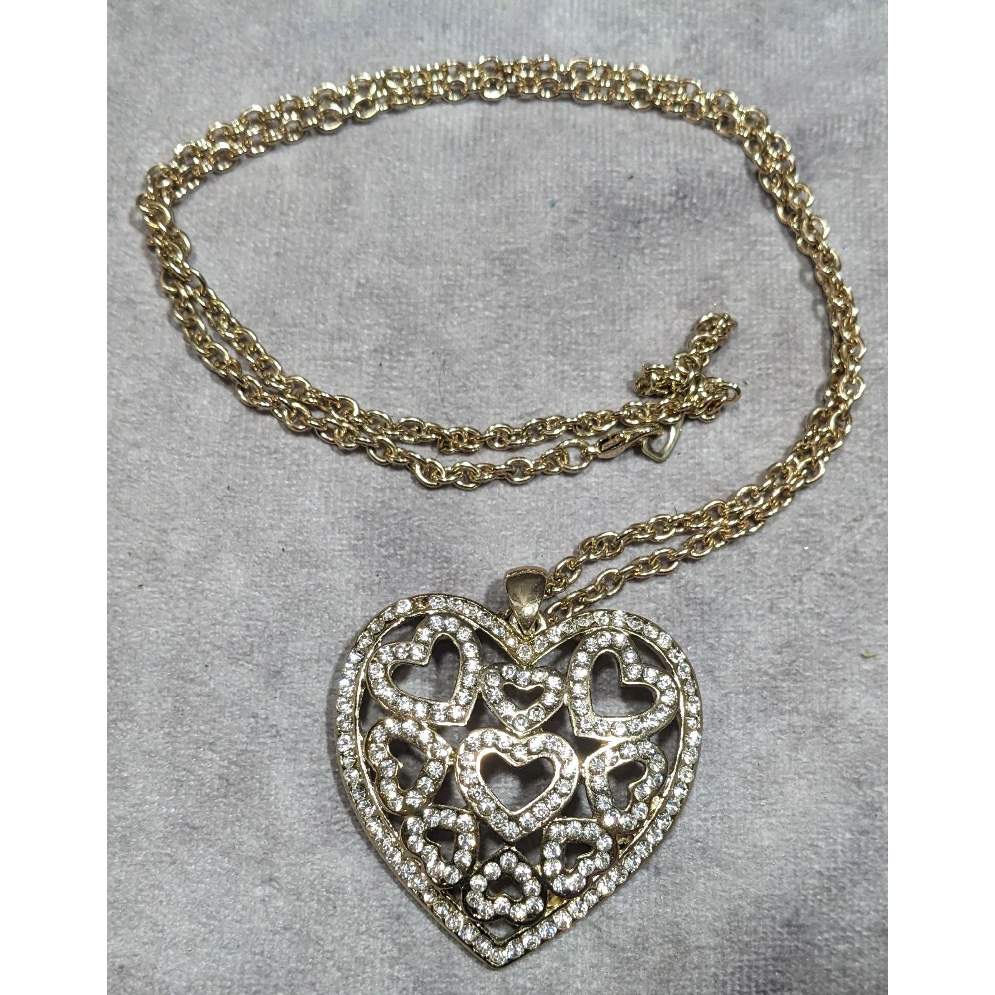 Other Coquette Glam Rhinestone Filigree Heart In Heart Pendant Nec Size ONE SIZE - 7 Thumbnail