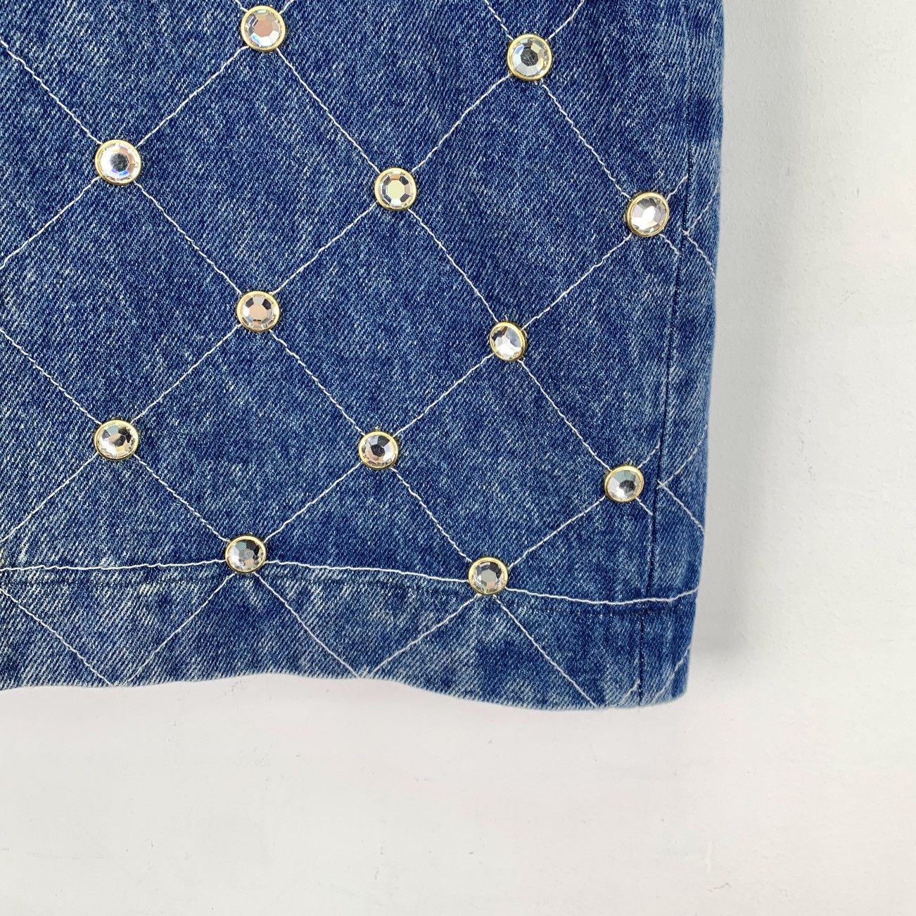 Gucci Gucci Blue Diamond-embellished Casual Denim Skirt K26WX Size 25" / US 0 / IT 36 - 4 Thumbnail
