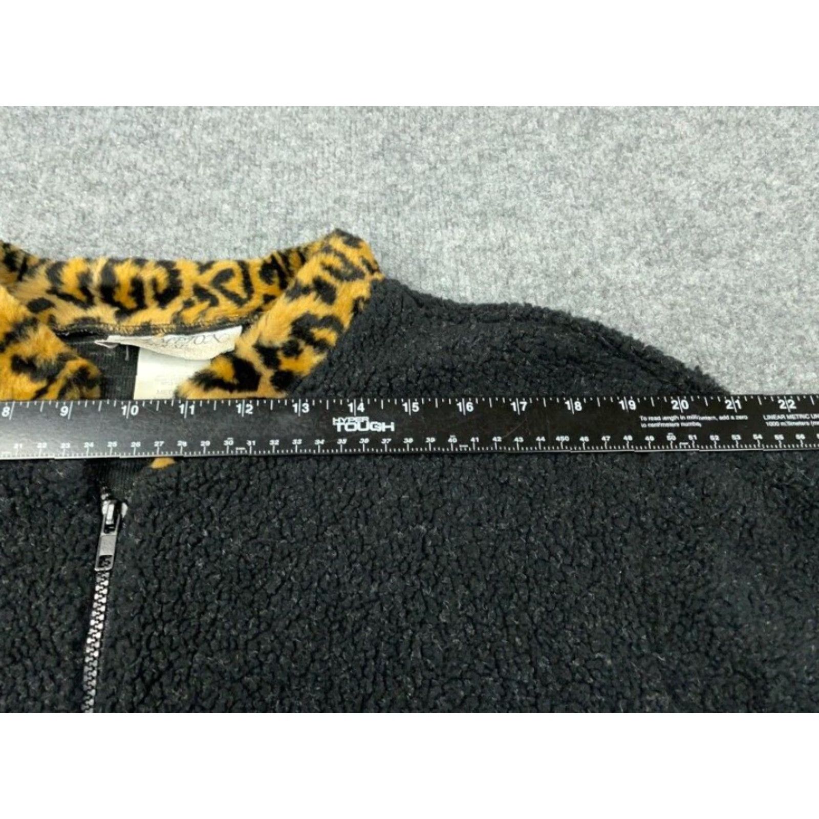 Etro VINTAGE 90s Leopard Trim Fleece Jacket Women's Medium Black 1/2 Zip USA Made Boho Hipster Retro - Hampton House Tag Size M / US 6-8 / IT 42-44 - 6 Thumbnail
