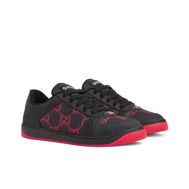Gucci o1mt1gz0325 Screener Low-Top Sneakers in Black/Red Size US 5.5 / EU 38 - 2 Thumbnail
