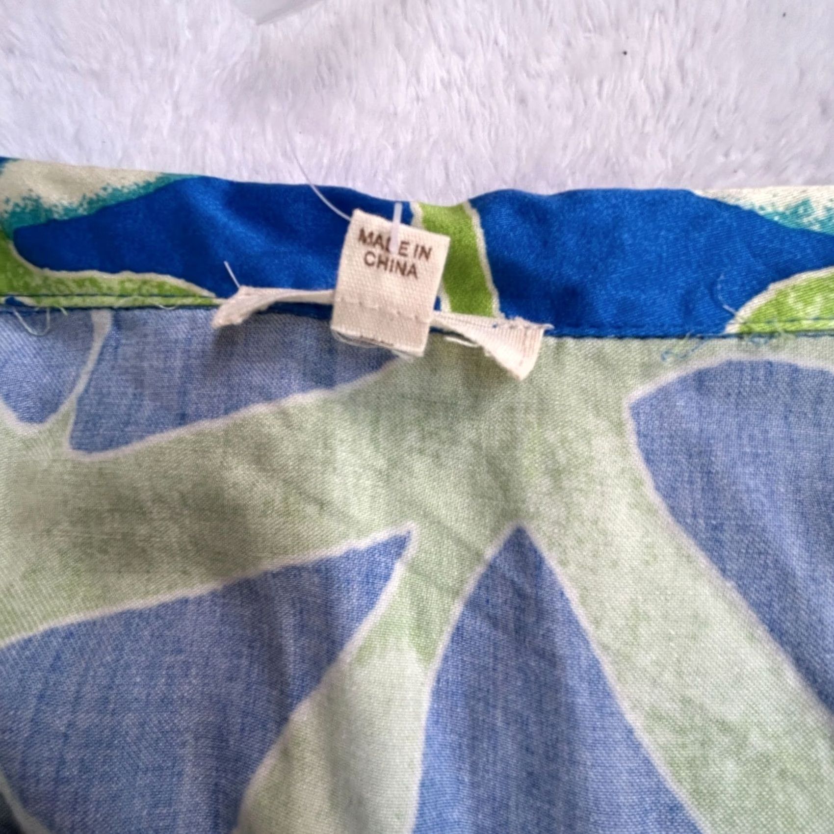 Haute Hippie Haute Hippie Womens Blue & Green Leaf Print Tie-Front Button-Up Blouse XL Size XL / US 12-14 / IT 48-50 - 4 Thumbnail