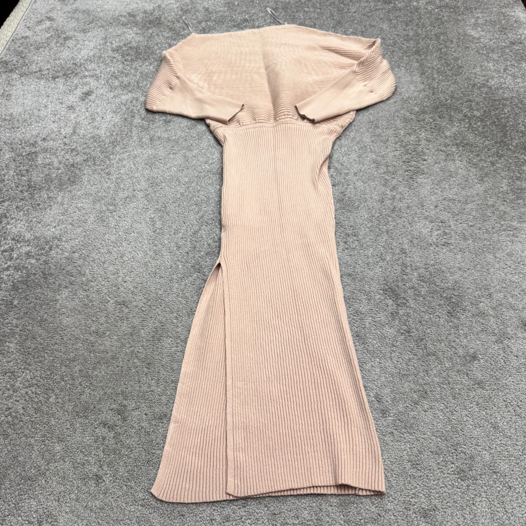 Petal + Pup Ribbed Knit Dolman Midi Sweater Dress Womens Small Pink Slit