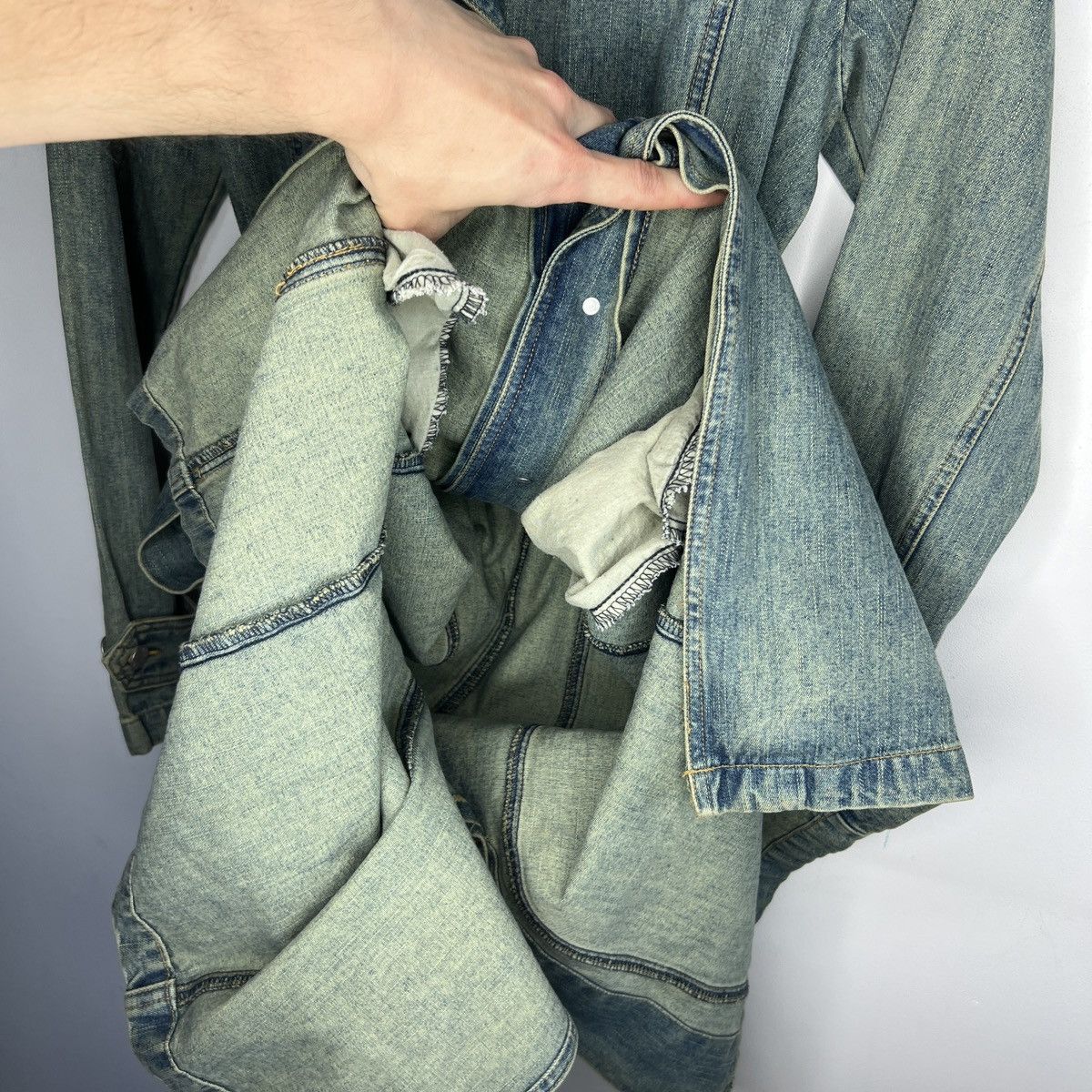 Japanese Brand × Vintage Reconstructed Denim Coat 2000s Grunge Darkfashion y2k opium Size S / US 4 / IT 40 - 12 Thumbnail