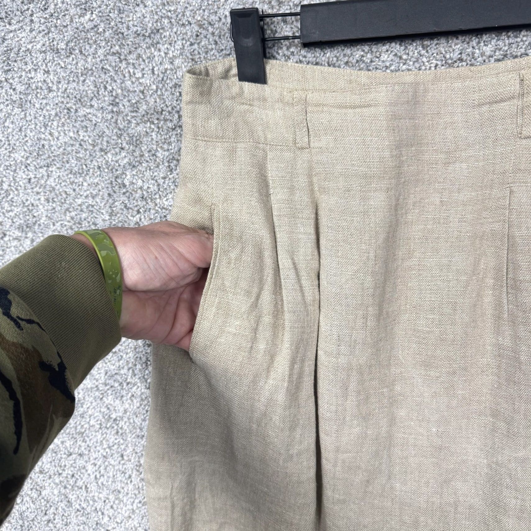 Liz Claiborne VINTAGE Liz Claiborne Skirt Womens 10 Beige Linen Lined Pockets Office Chic Classic Knee Length Size 32" / US 10 / IT 46 - 4 Thumbnail