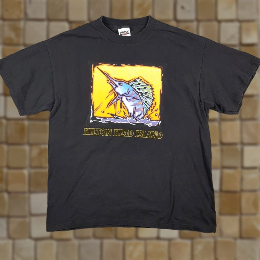 Tultex Vintage Swordfish Hilton Head Island Beach Art Men's Size XL Fish Summer T Shirt Size US XL / EU 56 / 4 - 1 Thumbnail