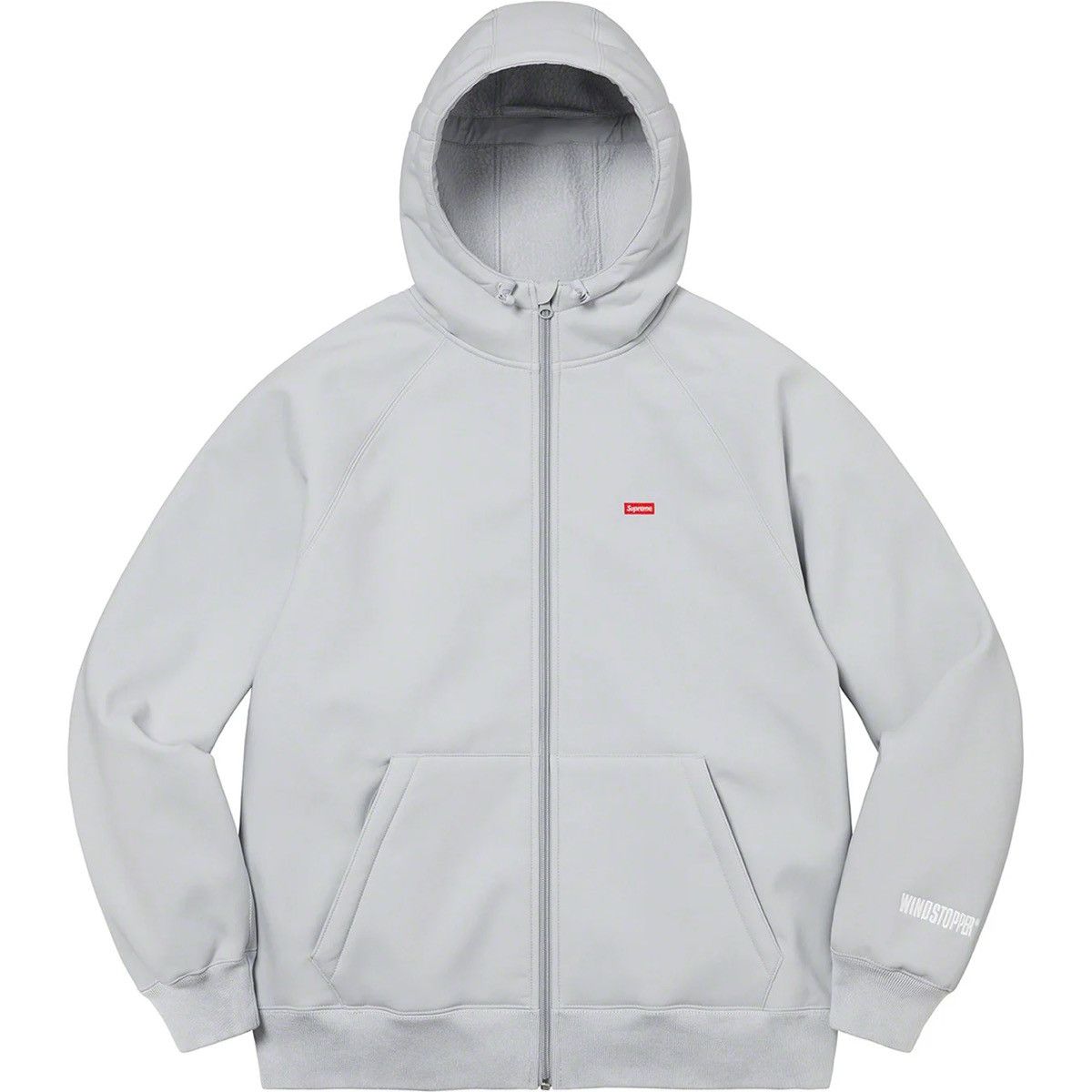 image of Goretex x Supreme Windstopper Zip Up Hooded Sweatshirt in Light Grey, Men's (Size XL)