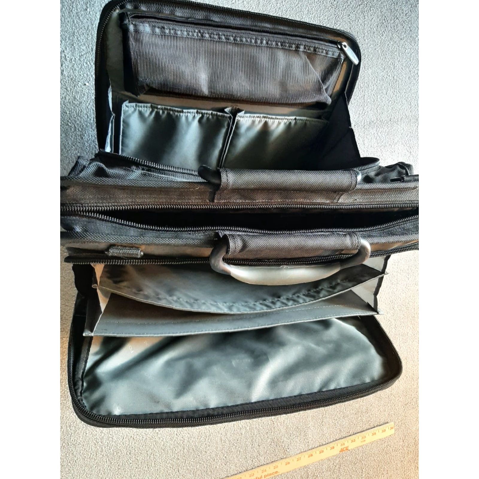 Vintage VINTAGE PORT Briefcase Messenger Laptop Shoulder bag Black Canvas 16x12x6 Mens Bag Computer Front Zip Business Size ONE SIZE - 5 Thumbnail
