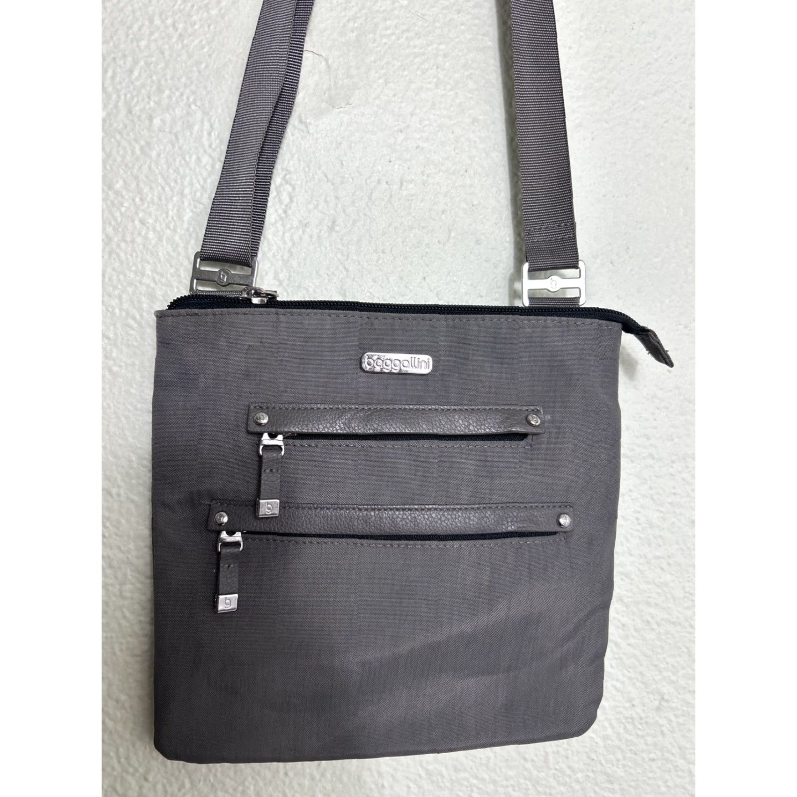 Vintage Baggallini Crossbody Bag Small Gray Nylon Adjustable Strap Women Purse 9x9 Size ONE SIZE - 2 Thumbnail