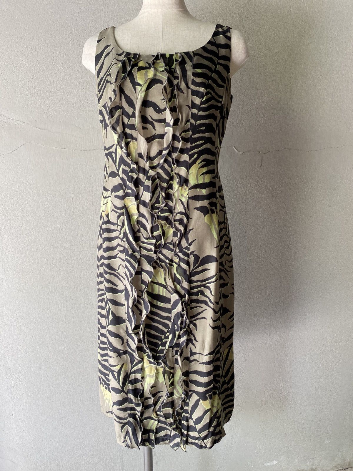 Max Mara Maxmara Green Tiger Printed dress. Size S / US 4 / IT 40 - 18 Thumbnail