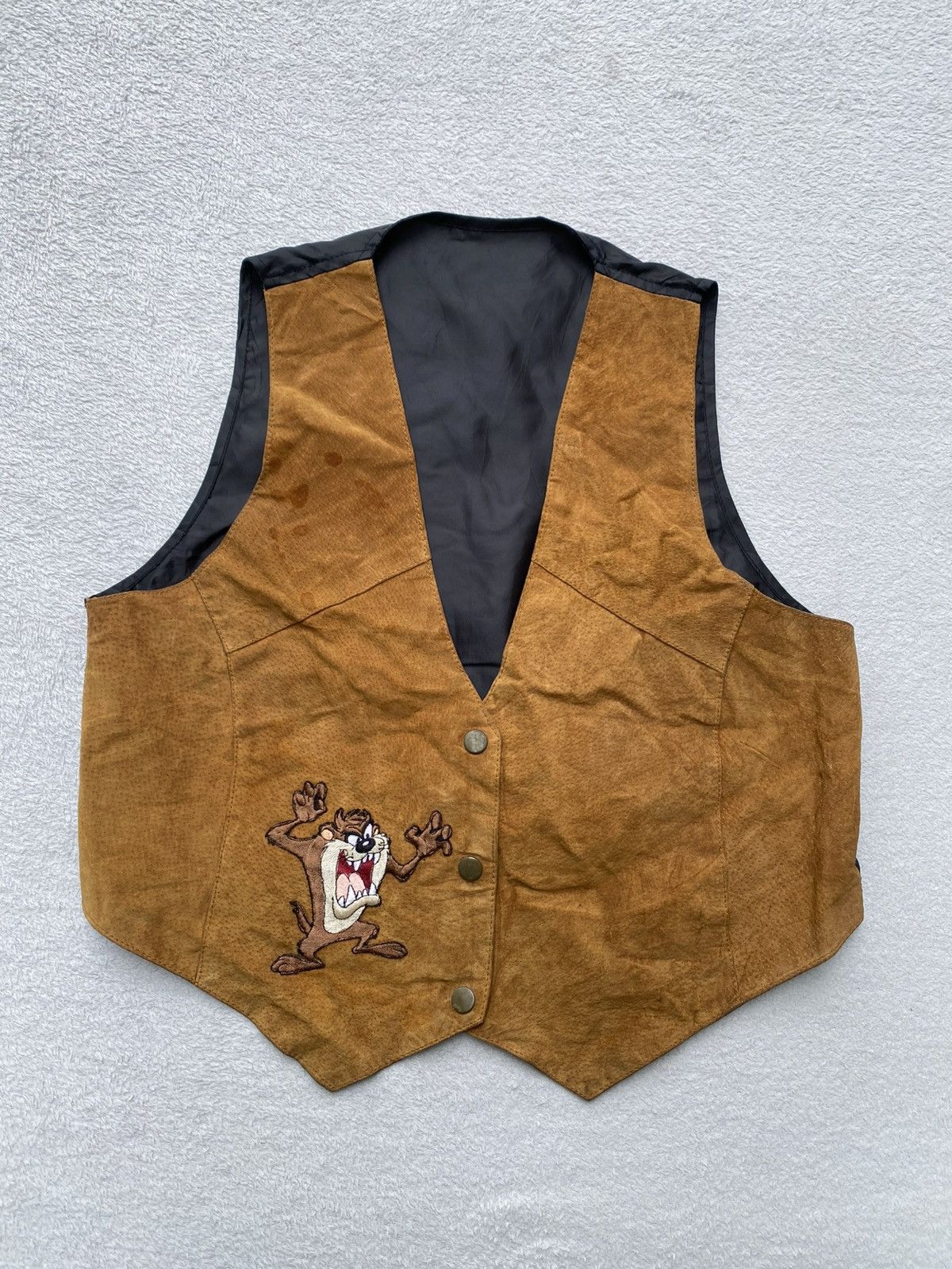 Vintage 1995 Looney Tune “Tazz” Leather Vest Size US S / EU 44-46 / 1 - 1 Thumbnail