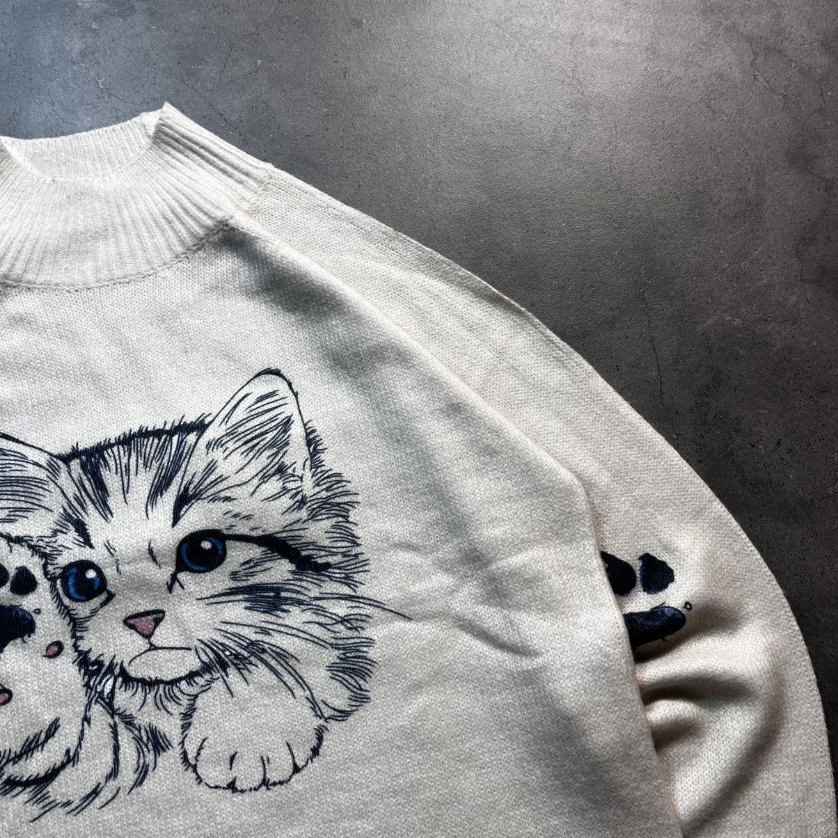 Japanese Brand Vintage Y2K 00s Big Logo Cat Print Knit Sweater Avant Garde Size US L / EU 52-54 / 3 - 3 Thumbnail