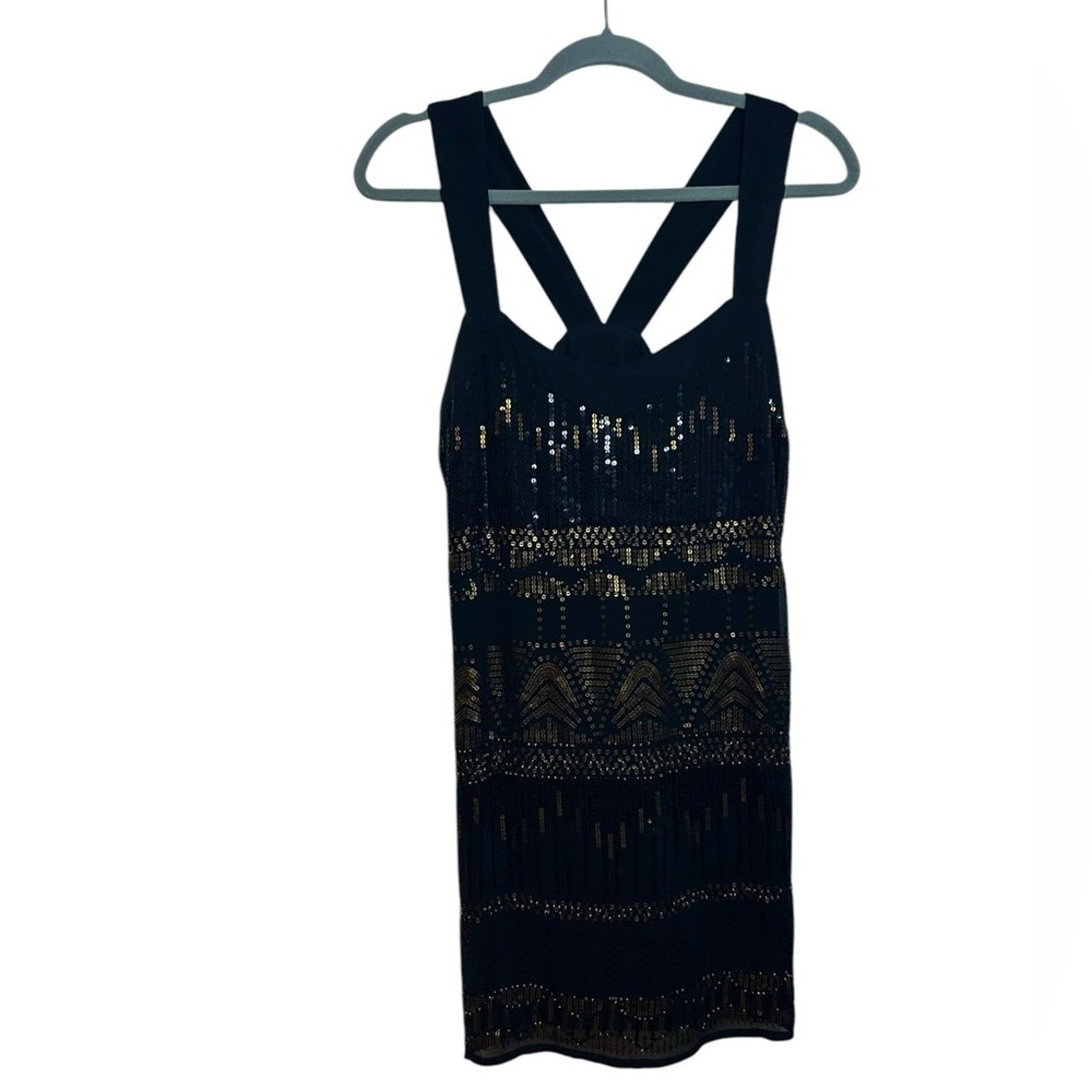 Forever 21 Forever 21 Y2K Elegant Black and Gold Sequin Mini Dress Size S / US 4 / IT 40 - 1 Thumbnail