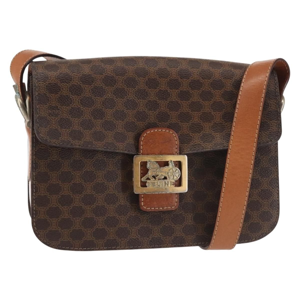 Celine CELINE Macadam Canvas Shoulder Bag Pvc Leather Brown Gold Size ONE SIZE - 1 Thumbnail