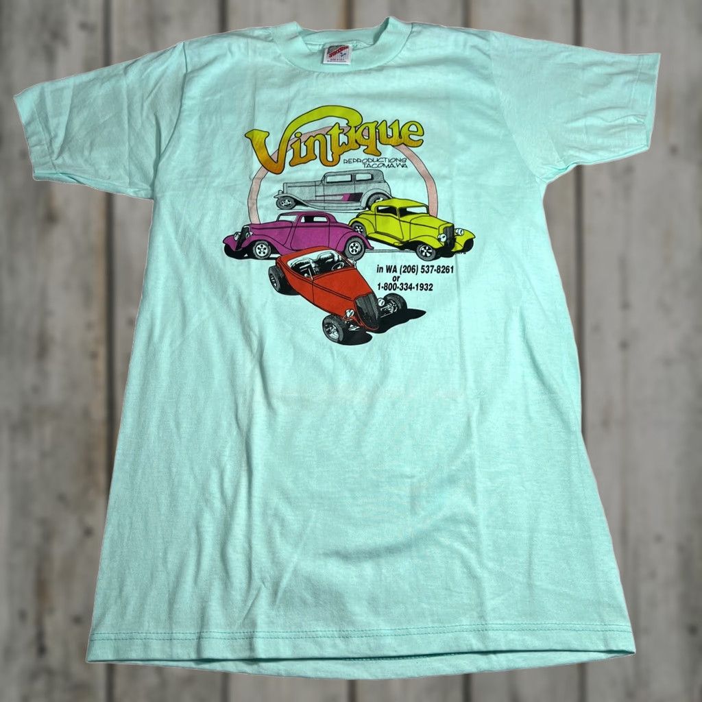 Jerzees VINTAGE 1990 Hot Rods T Shirt Jerzees Tacoma Small Teal Mens Crew Neck Short Sleeve Single Stitch Cotton Shirt Size US S / EU 44-46 / 1 - 1 Thumbnail