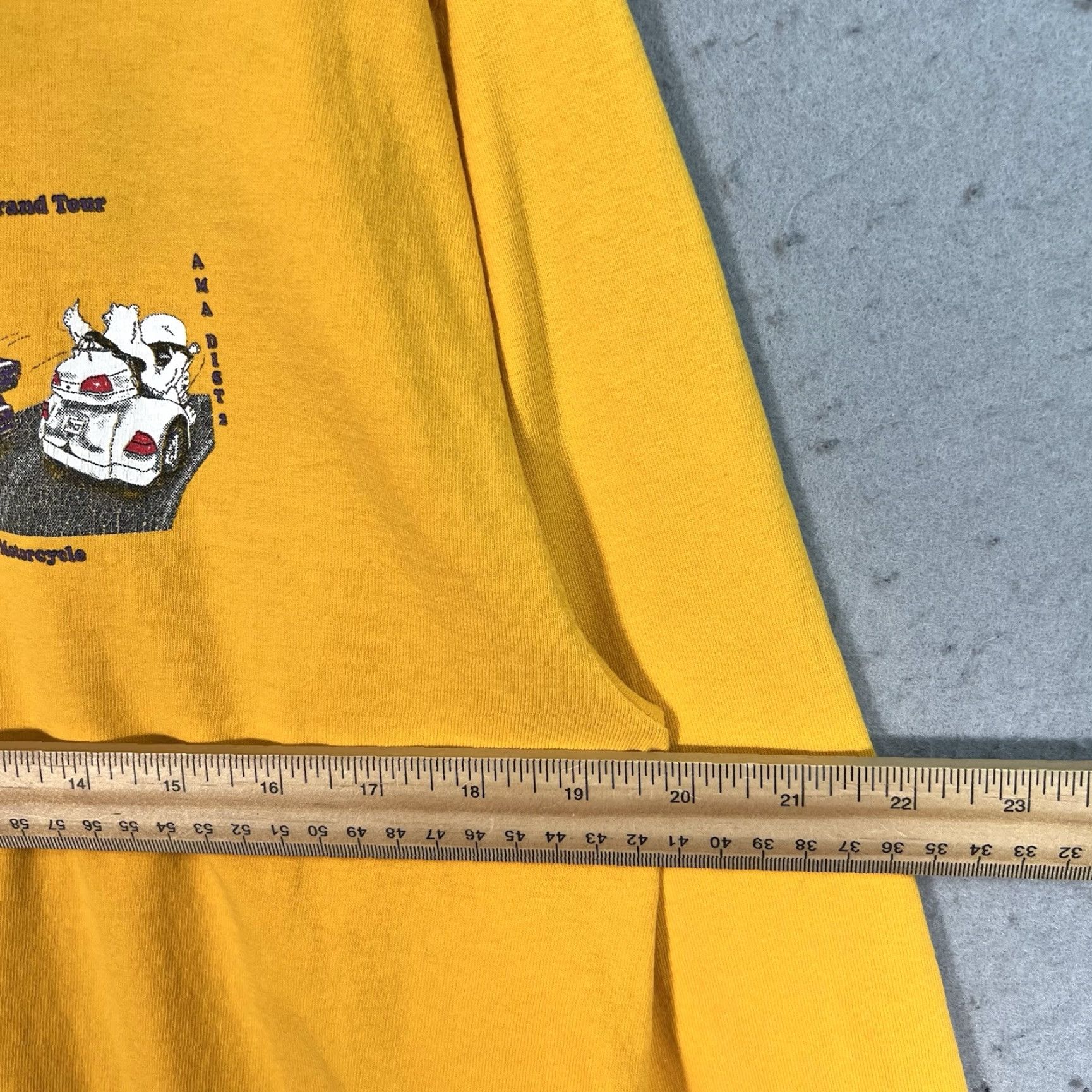 Port & Company VINTAGE Polar Bear Grand Tour Motorcycle T Shirt Adult Large Yellow Long Sleeve Mens Size US L / EU 52-54 / 3 - 2 Thumbnail