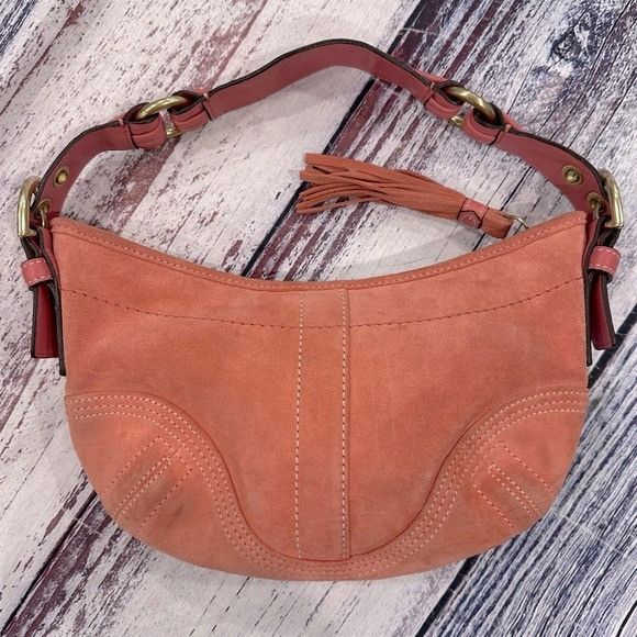 Coach Vintage COACH Y2K SOHO Pink Suede Leather Shoulder Hobo Purs  