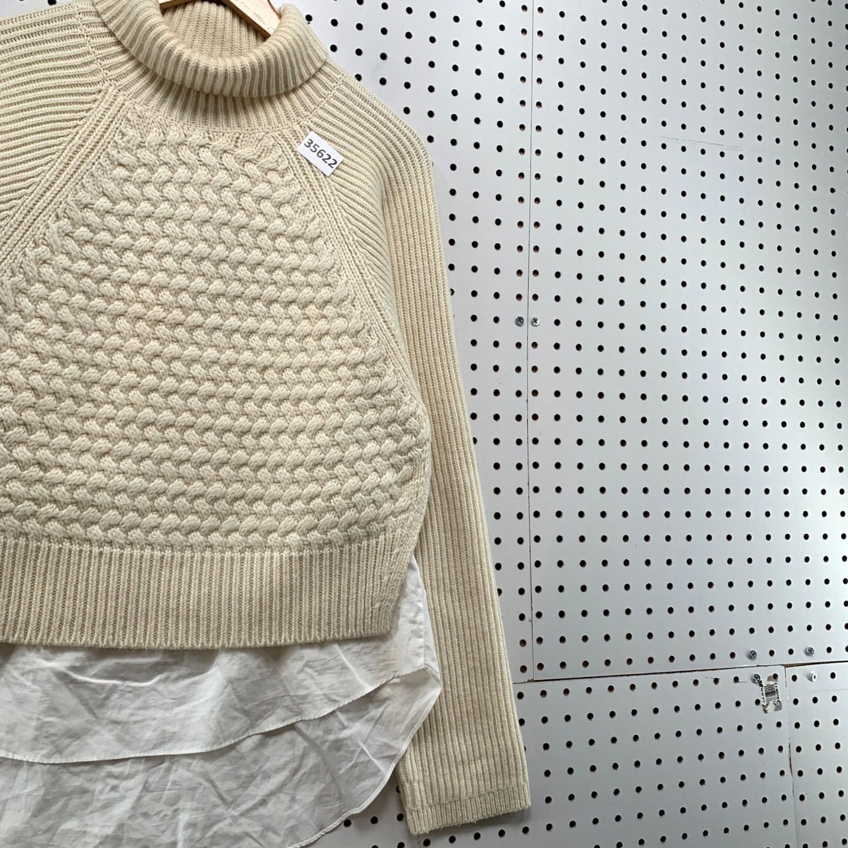 Allsaints AllSaints Knit Sweater Womens Small Beige Wool Cashmere Layers 19.5x27 Size S / US 4 / IT 40 - 6 Thumbnail
