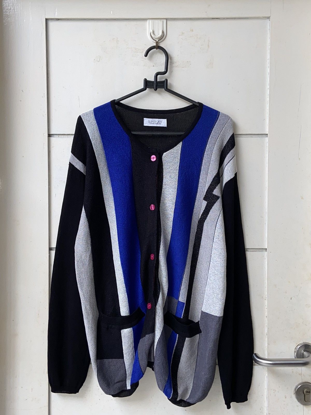 Designer × Japanese Brand × Kansai Yamamoto KANSAI YAMAMOTO Striped Cardigan Size L / US 10 / IT 46 - 11 Thumbnail