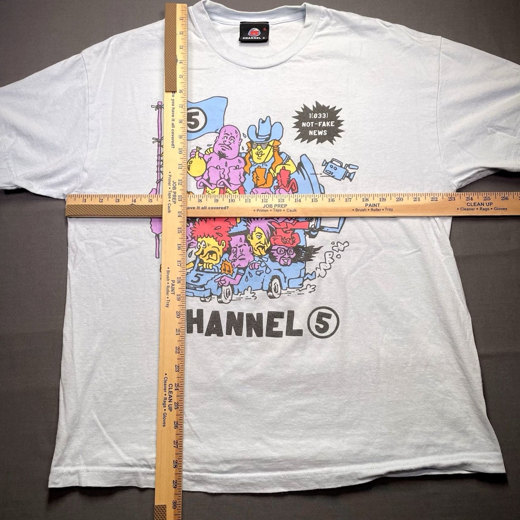 Chanel Channel 5 Shirt Mens XL Graphic News YouTube Andrew Callaghan All Gas No Brakes Blue Cotton Crew Neck Short Sleeve T-Shirt Cartoon Streetwear 90s? Size US XL / EU 56 / 4 - 4 Thumbnail