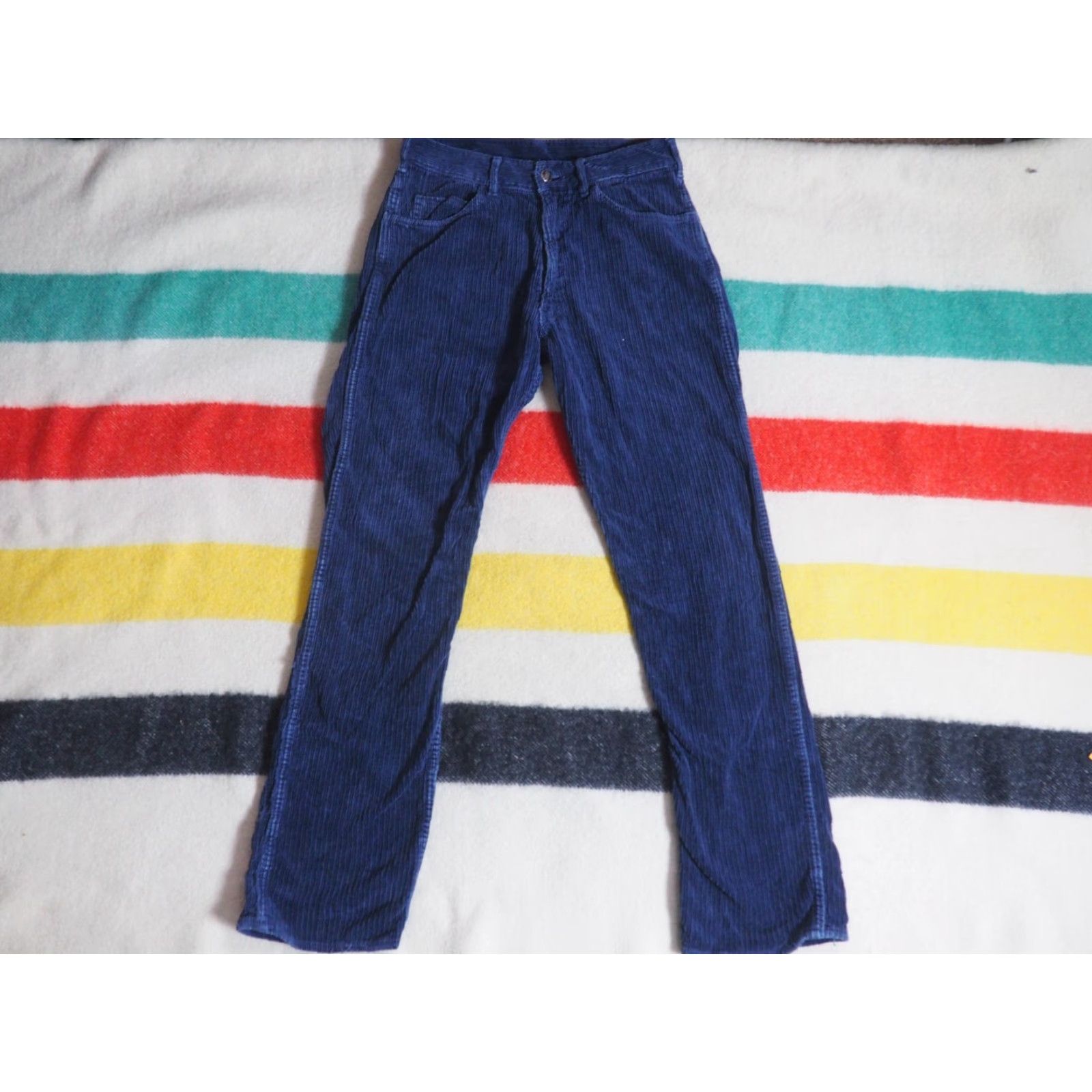 Vintage VTG Salik Western Navy Blue Corduroy Pants 28x30 Mens 1960s 50s Inseam 30 Casual Flat Front Look Hippy USA Size US 28 / EU 44 - 2 Thumbnail