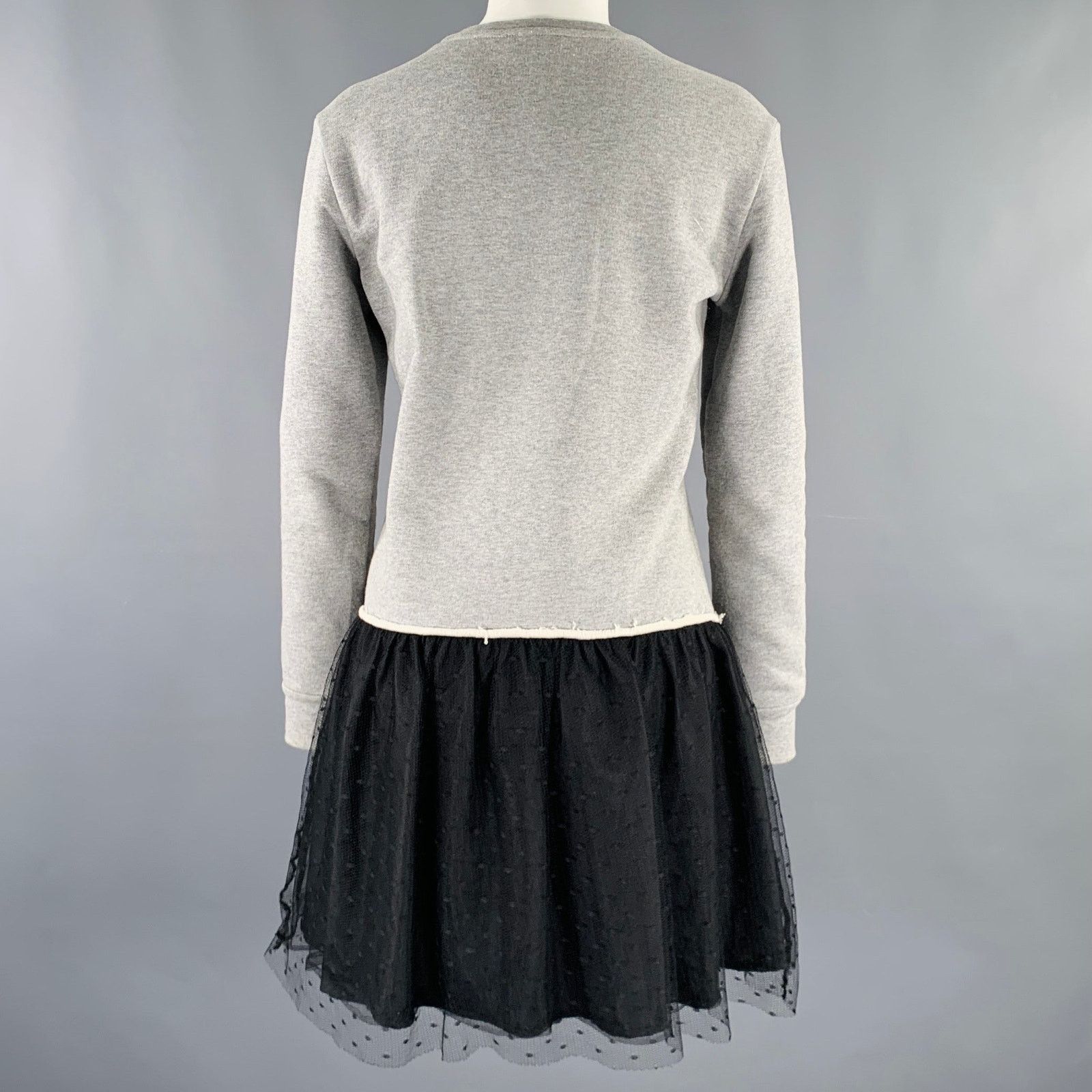 RED Valentino Size XS Grey Black Cotton Embroidered Sweatshirt Dress Size XS / US 0-2 / IT 36-38 - 5 Thumbnail