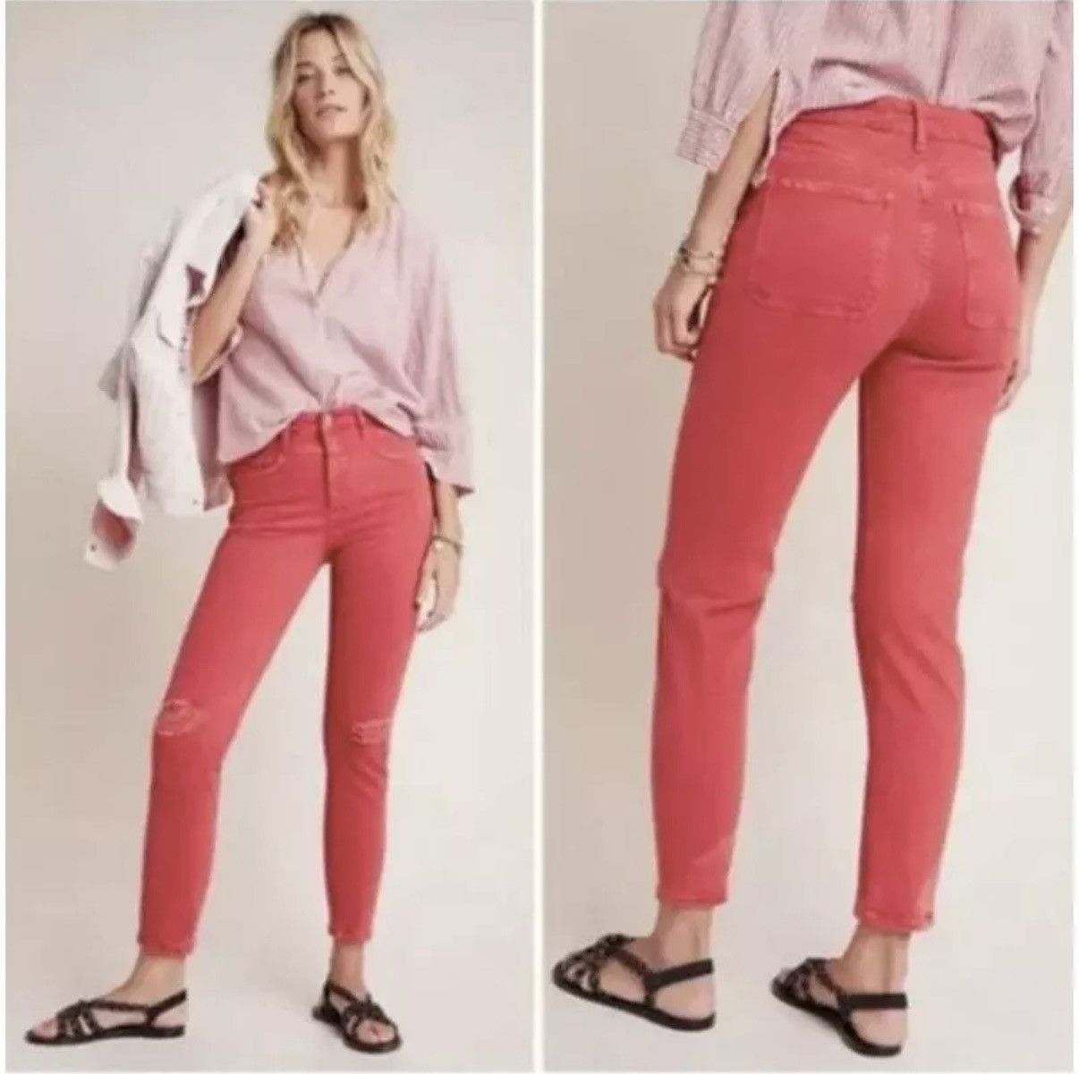 Anthropologie Anthropologie Pilcro Straight Red Orange Distressed Jeans 2 Size 27" / US 4 / IT 40 - 11 Thumbnail