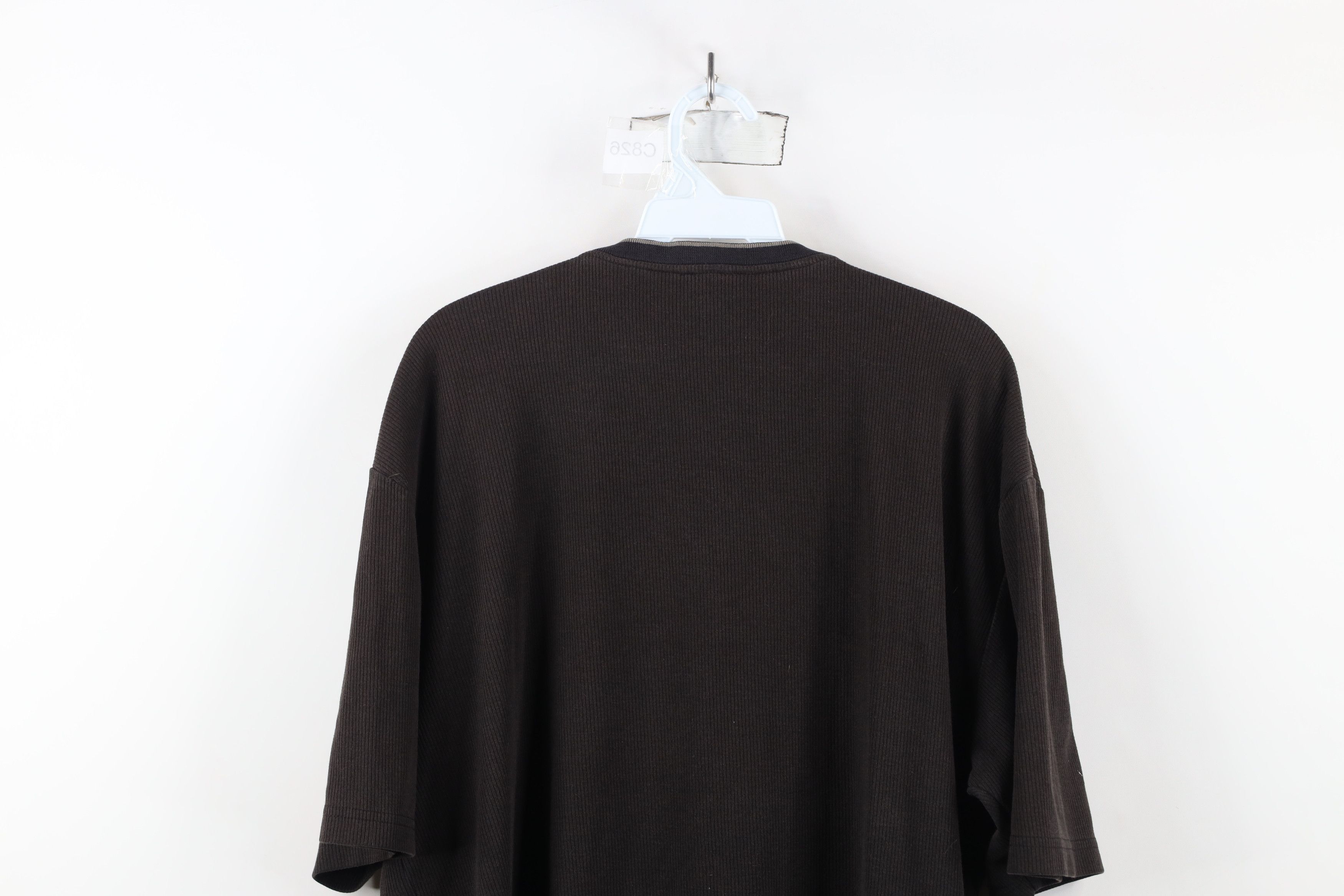 Vintage Vintage 90s Streetwear Faded Ribbed Knit V-Neck T-Shirt Size US XL / EU 56 / 4 - 13 Thumbnail