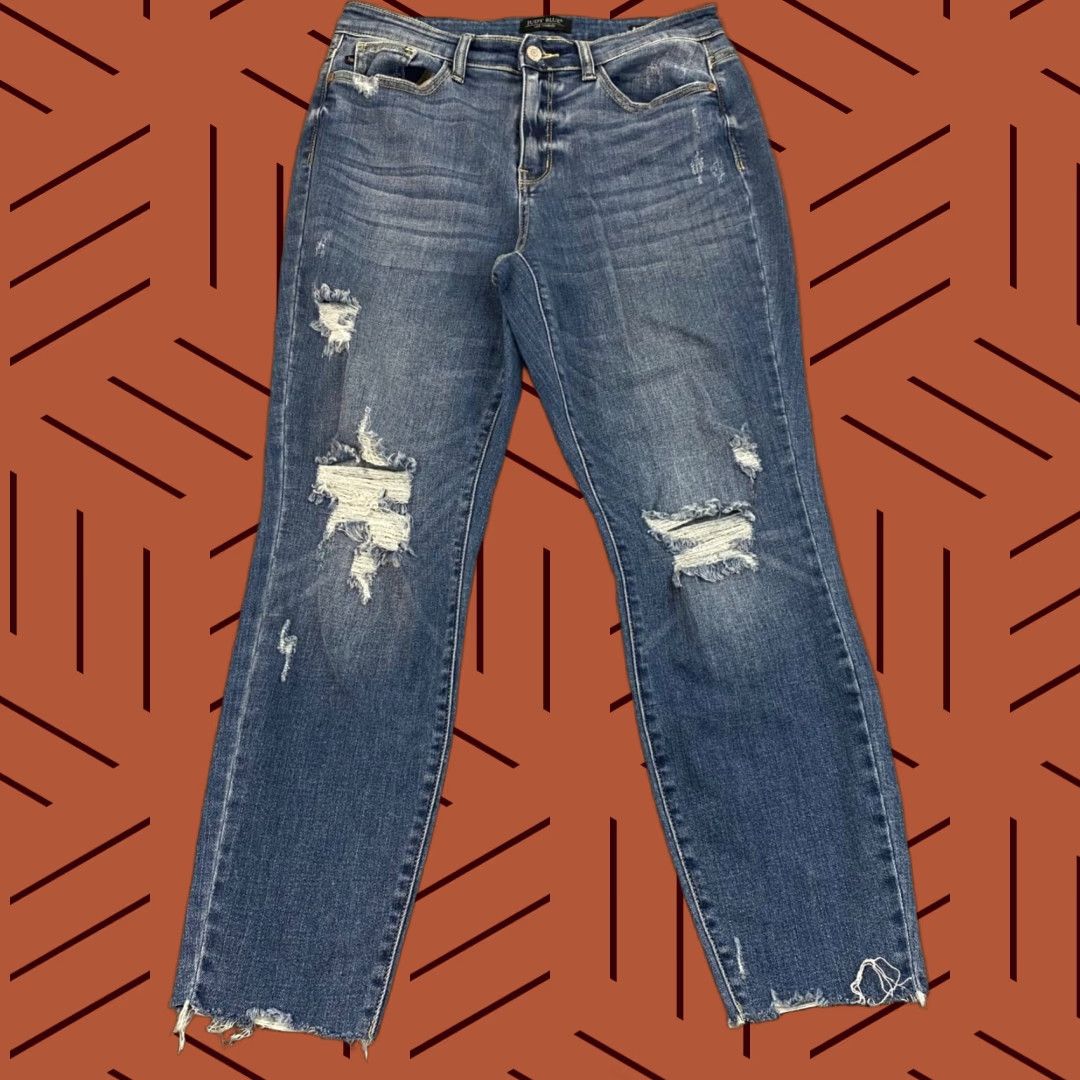 Vintage Judy Blue Relaxed Fit Jeans Womens 5/27 High Rise Blue Washed Distressed 30x27* Jeans Women's Blue Distressed 30 27 Size 27" / US 4 / IT 40 - 1 Thumbnail