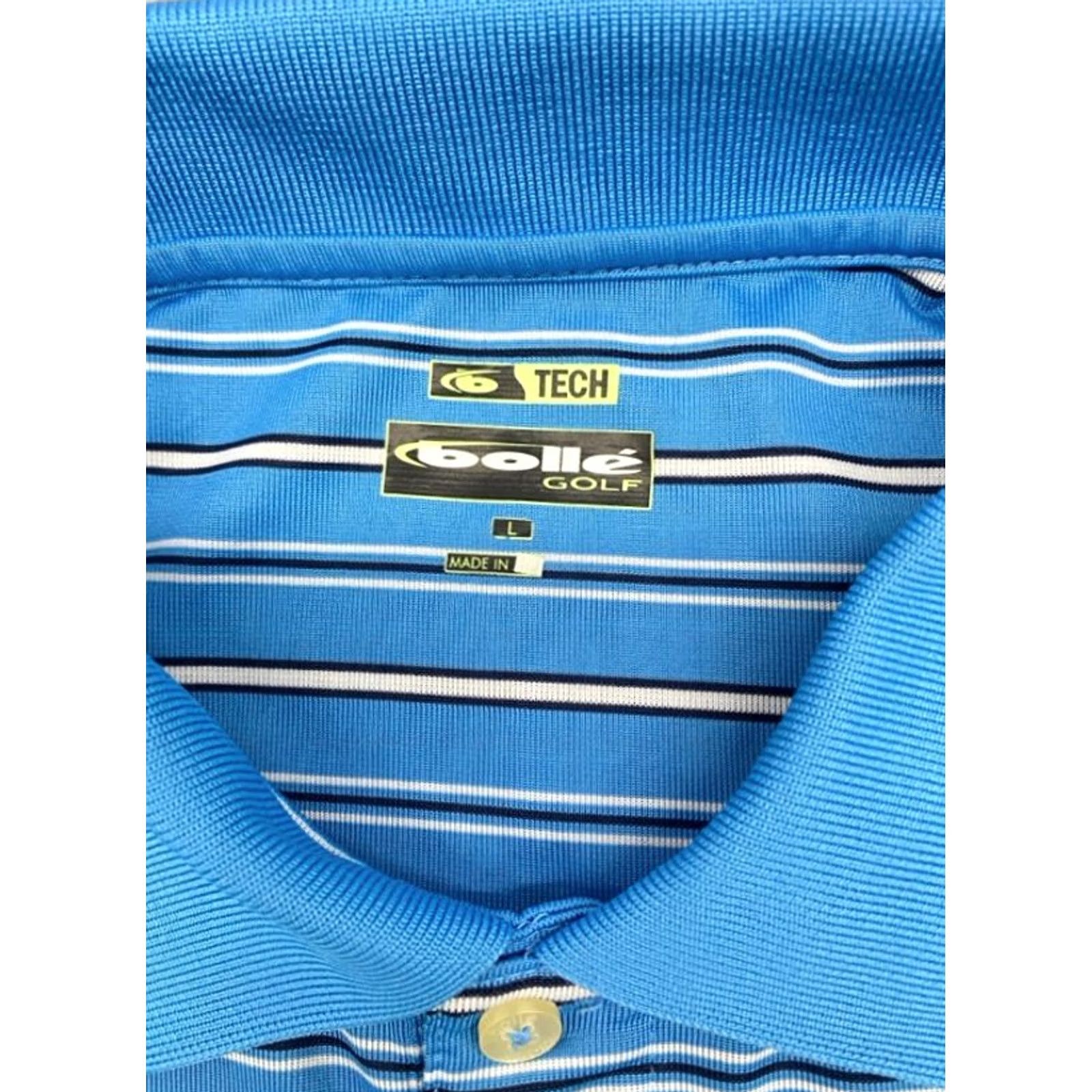 Vintage Bollé Golf Tech Polo Shirt Men’s L Blue White Striped 5250 Nike Style Polo Size US L / EU 52-54 / 3 - 3 Thumbnail