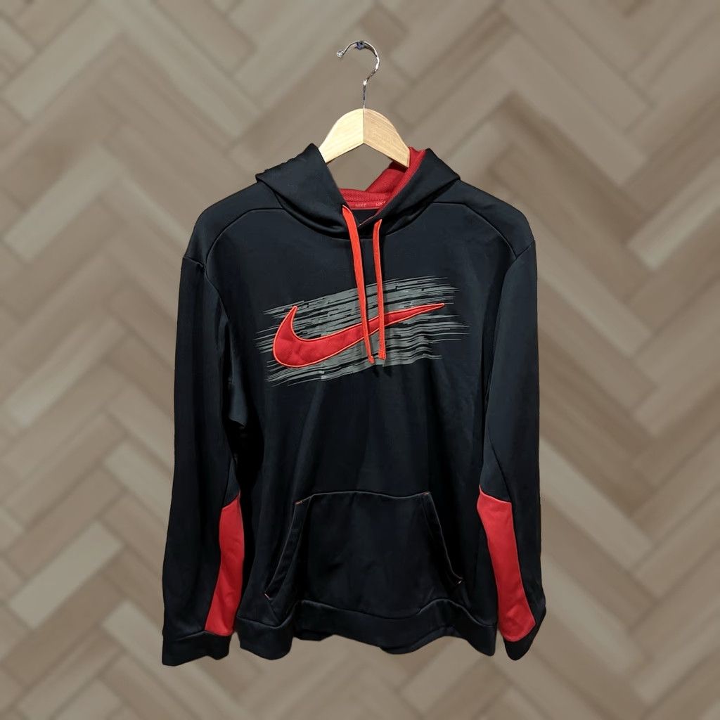 Nike Nike Mens Black Therma Fit Swoosh Graphic Pullover Hooded Sweatshirt L Size US L / EU 52-54 / 3 - 1 Thumbnail