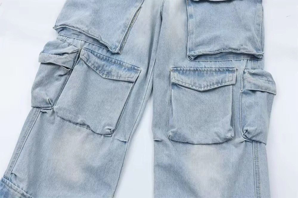 Japanese Brand × Jean Blue Multi Pocket Jeans Unisex Size US 31 - 6 Thumbnail