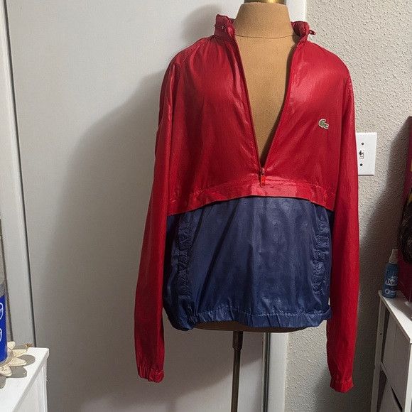 Izod Vtg IZOD LACOSTE Red/Blue Half Zip Windbreaker Jacket Hood Size US L / EU 52-54 / 3 - 6 Thumbnail