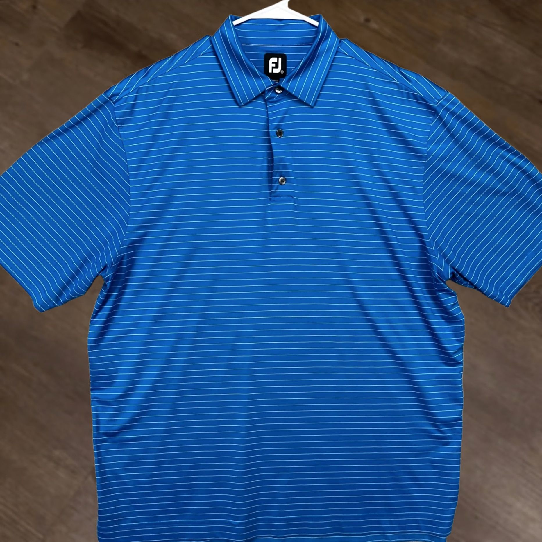 Footjoy FootJoy FJ Polo Shirt Mens XL Blue Pinstripe Rugby Stretch Short Sleeve Polo Adult Casual Golf Shirt Size US XL / EU 56 / 4 - 1 Thumbnail