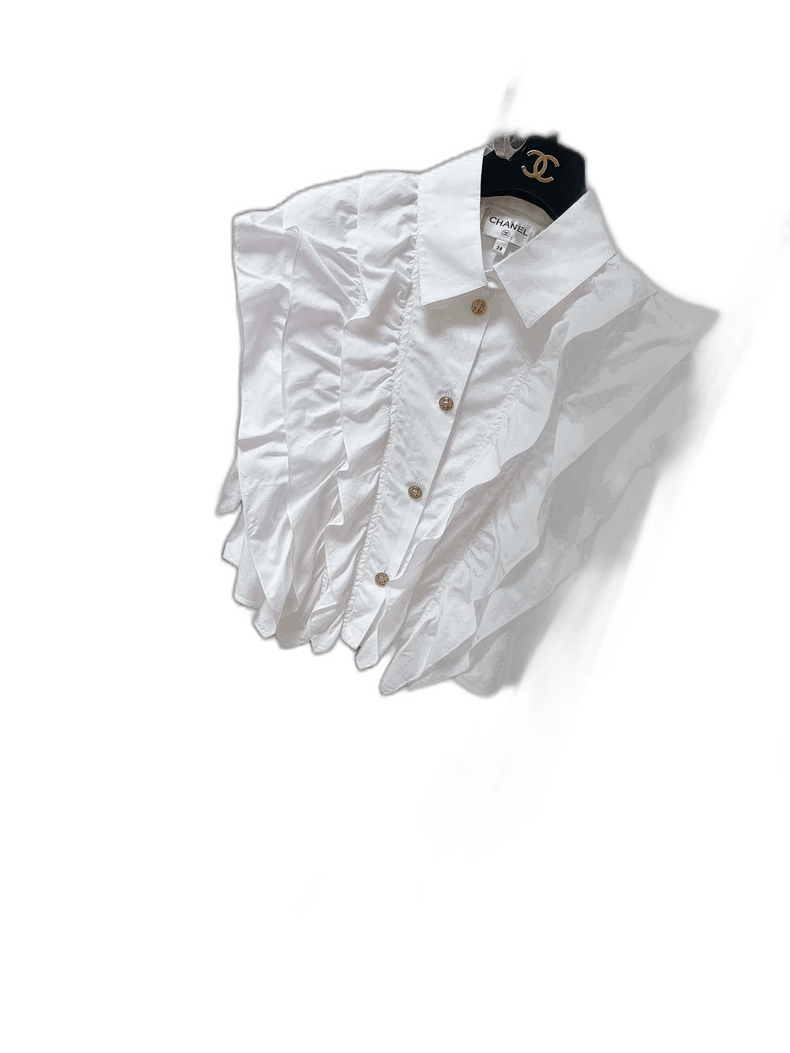 Chanel Chanel White Long Sleeve Ruffled Shirt Size M / US 6-8 / IT 42-44 - 1 Thumbnail