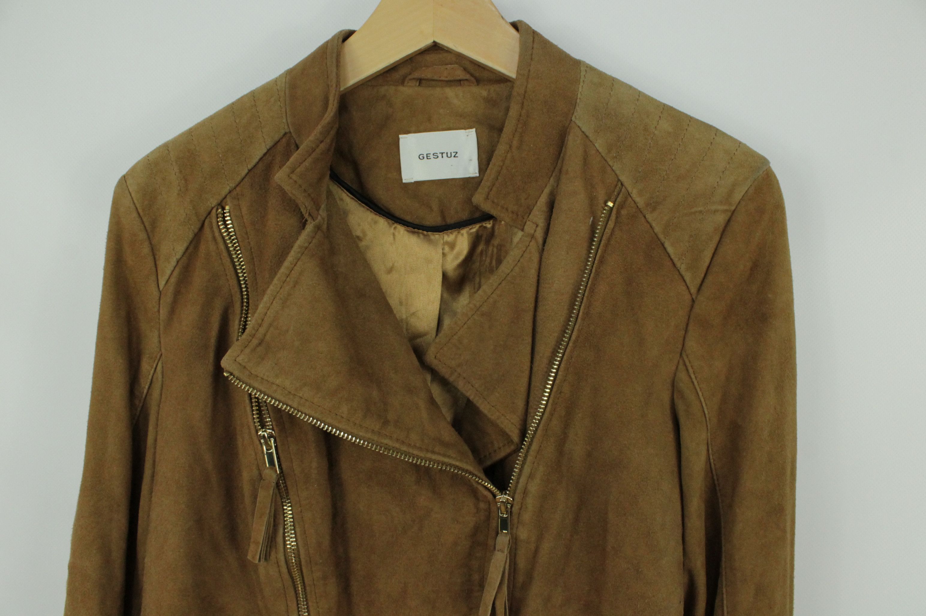 Gestuz Gestuz Fringe Biker Brown Goat Suede Women's Jacket Size XS / US 0-2 / IT 36-38 - 2 Thumbnail